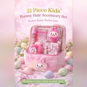 NWT DANBAR Kids 21pc Bunny Hair Accessory Set Easter Gift Basket